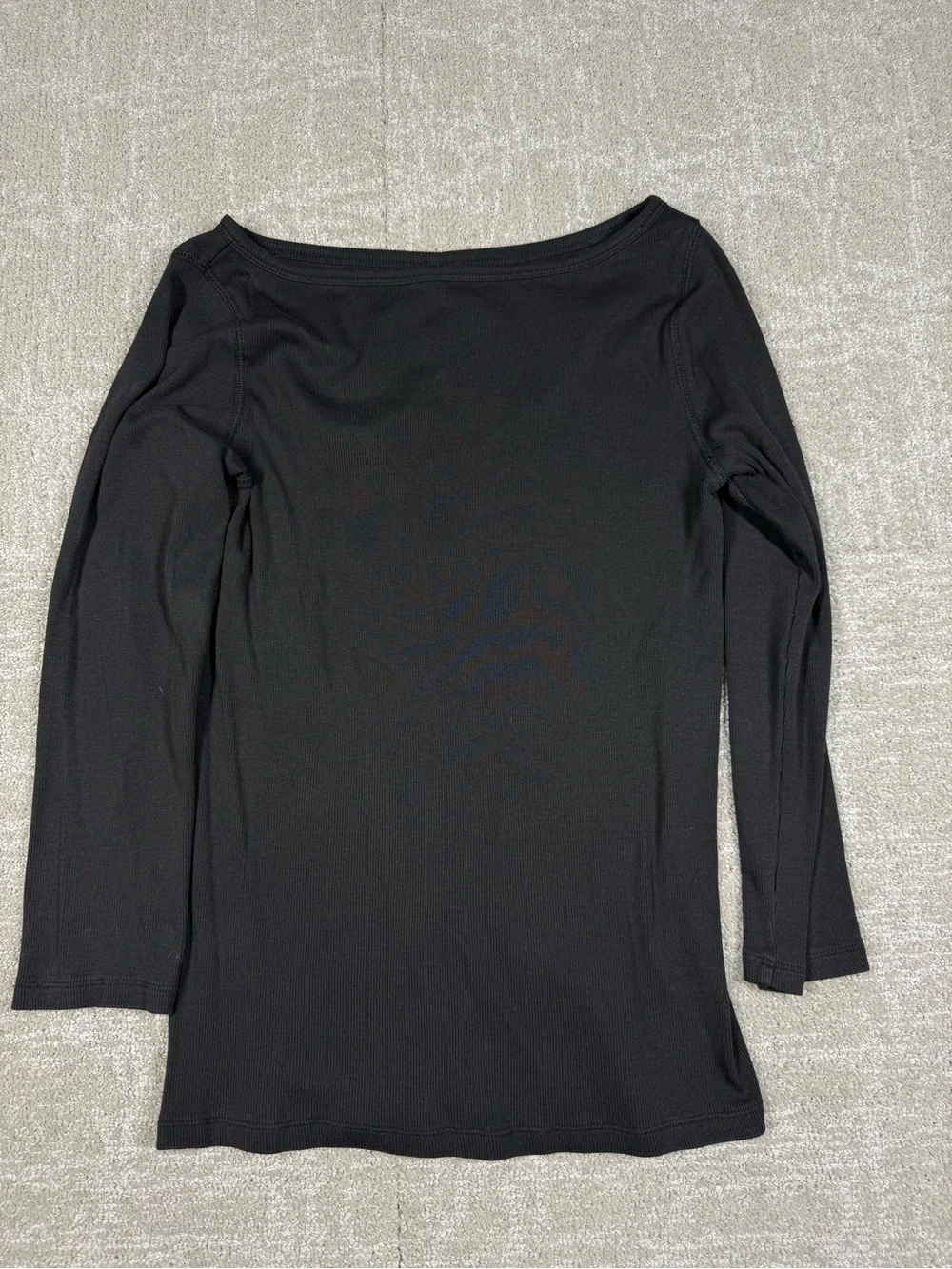 Everlane Black Ribbed Long Sleeve Crewneck Shirt Women Size M - Picture 1 of 6